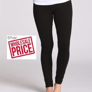 New Women 5 Pair One Size Black Leggings WHOLESALE